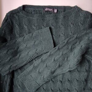 Lauren Ralph Lauren Cotton Metallic Cable-Knit Sweater NWOT